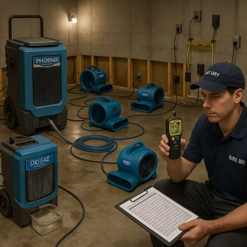 Structural Drying and Dehumidification process in Lake in the Hills, IL